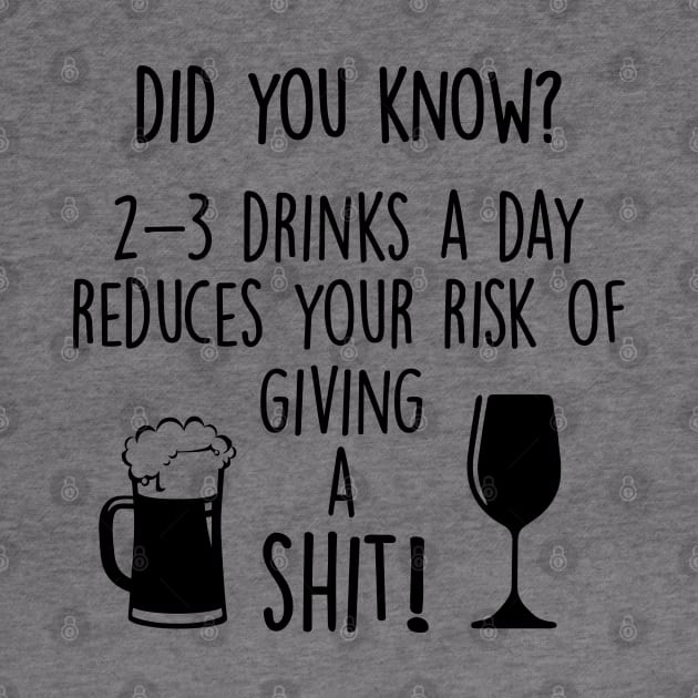 Two to Three Drinks a day reduces your risk of giving a shit by alltheprints